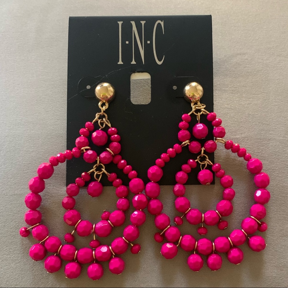 Never been worn, brand new INC hot pink chandelier earrings from Macys